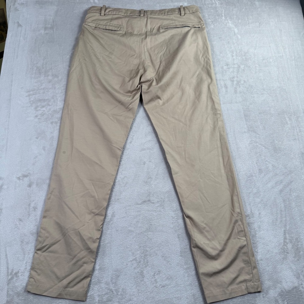 Lululemon Commission Slim-Fit Pant Mens 36x33 Khaki Tan Technical Chino Trousers - Picture 9 of 9